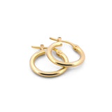 Arracadas Chicas Lisas Con Broche 1.3 cm Oro Sólido 14k