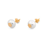 Aretes Perla Natural Cultivada  Con Flor Oro Sólido 14k