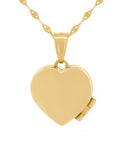 Cadena Con Dije De Corazón Relicario Liso Oro Sólido 14k