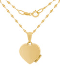 Cadena Con Dije De Corazón Relicario Liso Oro Sólido 14k