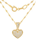 Cadena Gargantilla Corazon Zirconias 0.9 cm Oro Solido 10k