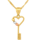 Cadena Gargantilla Llave Corazon Bolas Facetadas Oro Solido 14k