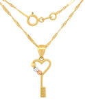 Cadena Gargantilla Llave Corazon Bolas Facetadas Oro Solido 14k