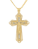 Cadena Dije Cristo Con Contorno 2.5 cm Oro Sólido 10k