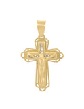 Dije Cruz Cristo Contorno Oro Sólido Bebé Bautizo 14k