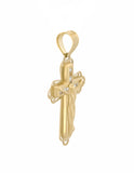 Dije Cruz Cristo Contorno Oro Sólido Bebé Bautizo 14k