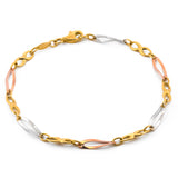 Hermosa Pulsera Pulso Infinito Barritas 3 Oros Sólido 14k