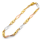 Hermosa Pulsera Pulso Infinito Barritas 3 Oros Sólido 14k