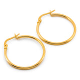 Hermosas Arracadas Lisas 2.4 Cm Oro Sólido 14k