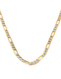 Cadena Figaro Diamantada 3 mm 60 cm Oro Italiano Sólido 14k