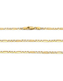 Cadena Figaro Diamantada 3 mm 60 cm Oro Italiano Sólido 14k