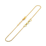 Pulsera Tobillera 3 Corazones Oro Sólido 14k