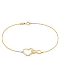 Pulsera Para Dama Corazon e Infinito Enlazados Oro Sólido 14k