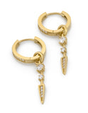 Arracadas Colgantes Flecha Zirconias Oro Italiano 14k