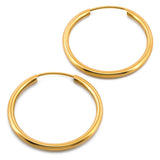 Arracadas Lisas Clásicas 2.9 cm Oro Sólido 14K