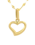 Cadena y Dije Corazon Curvo Oro Sólido 14k