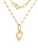 Cadena y Dije Corazon Curvo Oro Sólido 14k