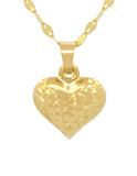 Cadena y Dije Corazón Facetado Oro Solido 14k