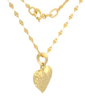 Cadena y Dije Corazón Facetado Oro Solido 14k