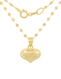 Cadena Gargantilla Corazón Facetado 1 cm Oro Amarillo Sólido 14k