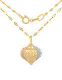 Cadena Gargantilla Corazon Mediano 2 Vistas Oro Amarillo Solido 14k