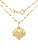 Cadena Gargantilla Corazon Mediano 2 Vistas Oro Amarillo Solido 14k