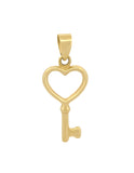 Dije Llave Corazón Liso 1.7 cm Oro Sólido 10k