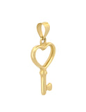 Dije Llave Corazón Liso 1.7 cm Oro Sólido 10k