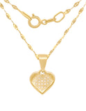 Cadena Gargantilla Corazon Zirconias 0.9 cm Oro Solido 10k