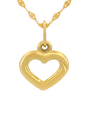 Cadena Con Dije Corazón Contorno 1 cm Oro Sólido 14k