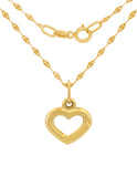 Cadena Con Dije Corazón Contorno 1 cm Oro Sólido 14k