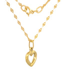 Cadena Con Dije Corazón Contorno 1 cm Oro Sólido 14k