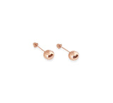 Arete Broquel De Bola 5mm Oro Sólido Rosa 14k