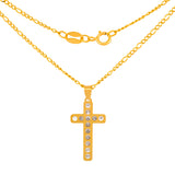 Cadena Cristo Con Piedras 2.1 cm Oro 14k Sólido