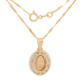 Cadena Medalla Virgen 1.3 Cm  Oro Solido 14k