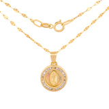 Cadena Con Dije De La Virgen De Guadalupe 2 Oros 1 cm  En Oro Sólido 14k