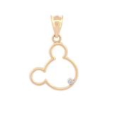 Dije Mickey Contorno Con piedra Oro Sólido 14k