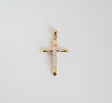 Dije Cristo Liso Tubo Oro Sólido 14k  2.7 Cm