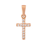 Dije Cruz Chica Con Zirconias Oro Rosa Sólido 14K