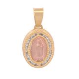 Dije Virgen Mini Rosa Oro Sólido 10K 1.1 cm