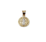 Medalla San Benito 1.1 Cm Bautizo Bebe Oro Sólido 14k