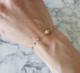 Hermosa Pulsera Pulso Estrella Oro Sólido 10k