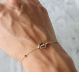 Pulsera Para Dama Flor 3 Oros Sólido 14k