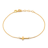 Pulsera Para Dama Cruz Lisa 1 cm Oro Sólido 10k