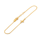 Pulsera Para Dama Cruz Lisa 1 cm Oro Sólido 10k