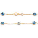 Bonita Pulsera Ojitos Azules Oro Solido 10k