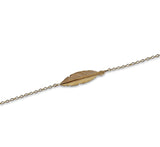 Pulsera Tobillera Pluma Oro Sólido 14k